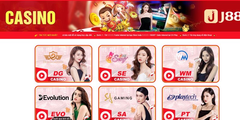 Sảnh casino live siêu hấp dẫn tại J88 